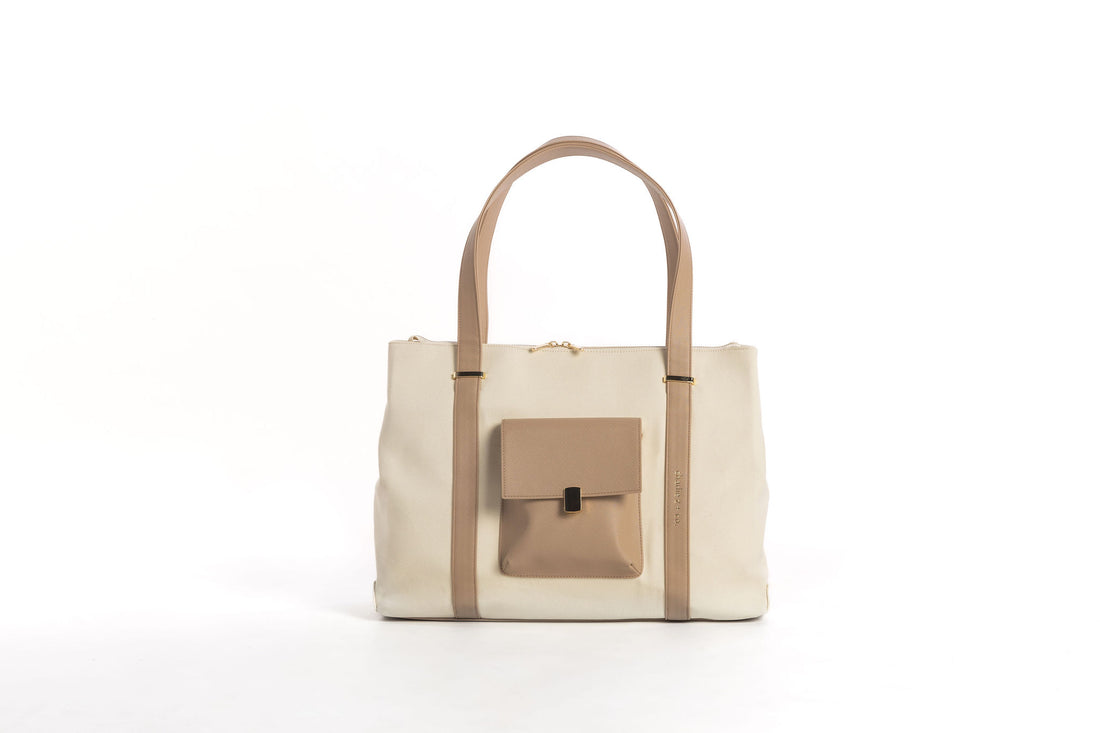Gigi Laptop Tote Bag - Vanilla