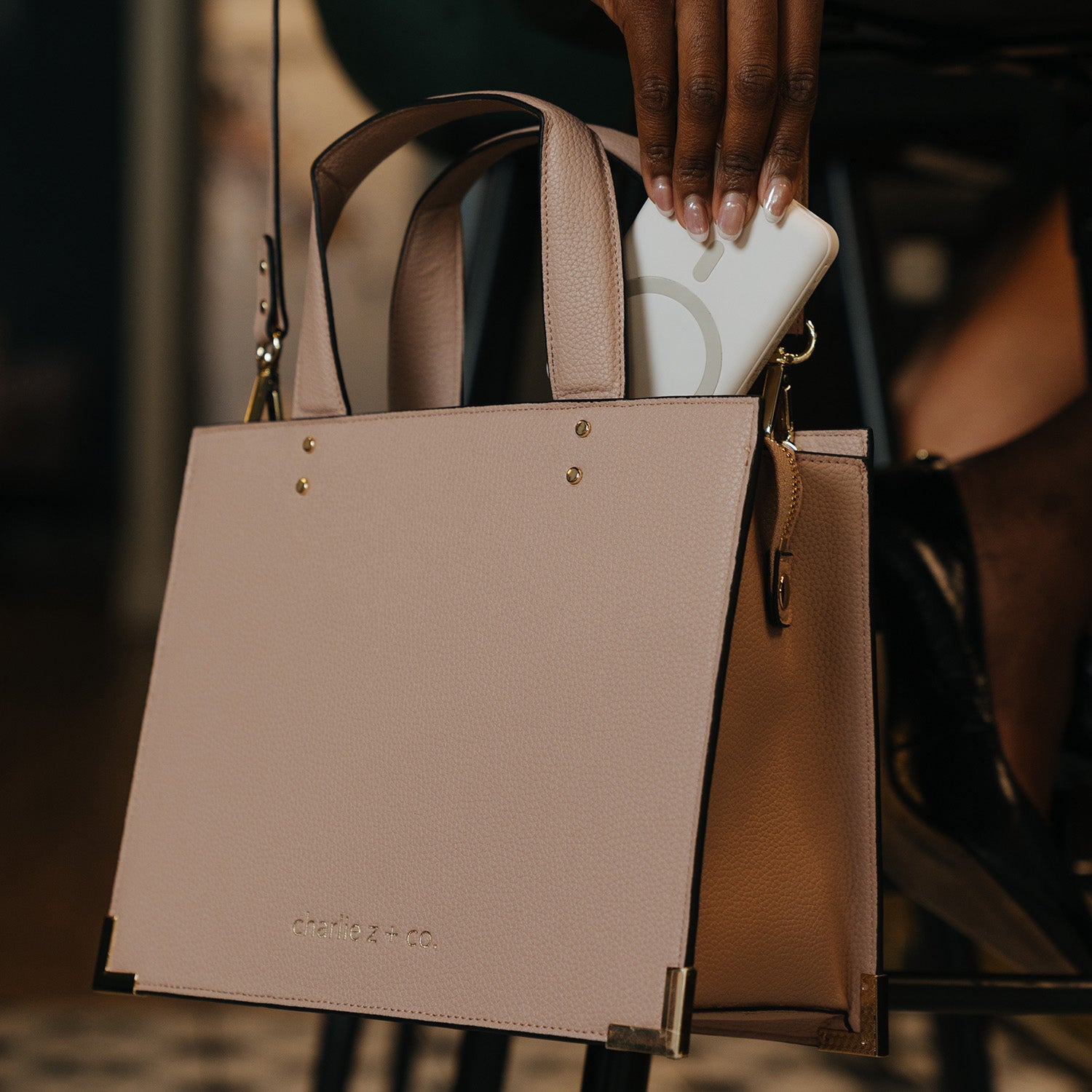 Blush Stone Charlie Wireless Charging Bag