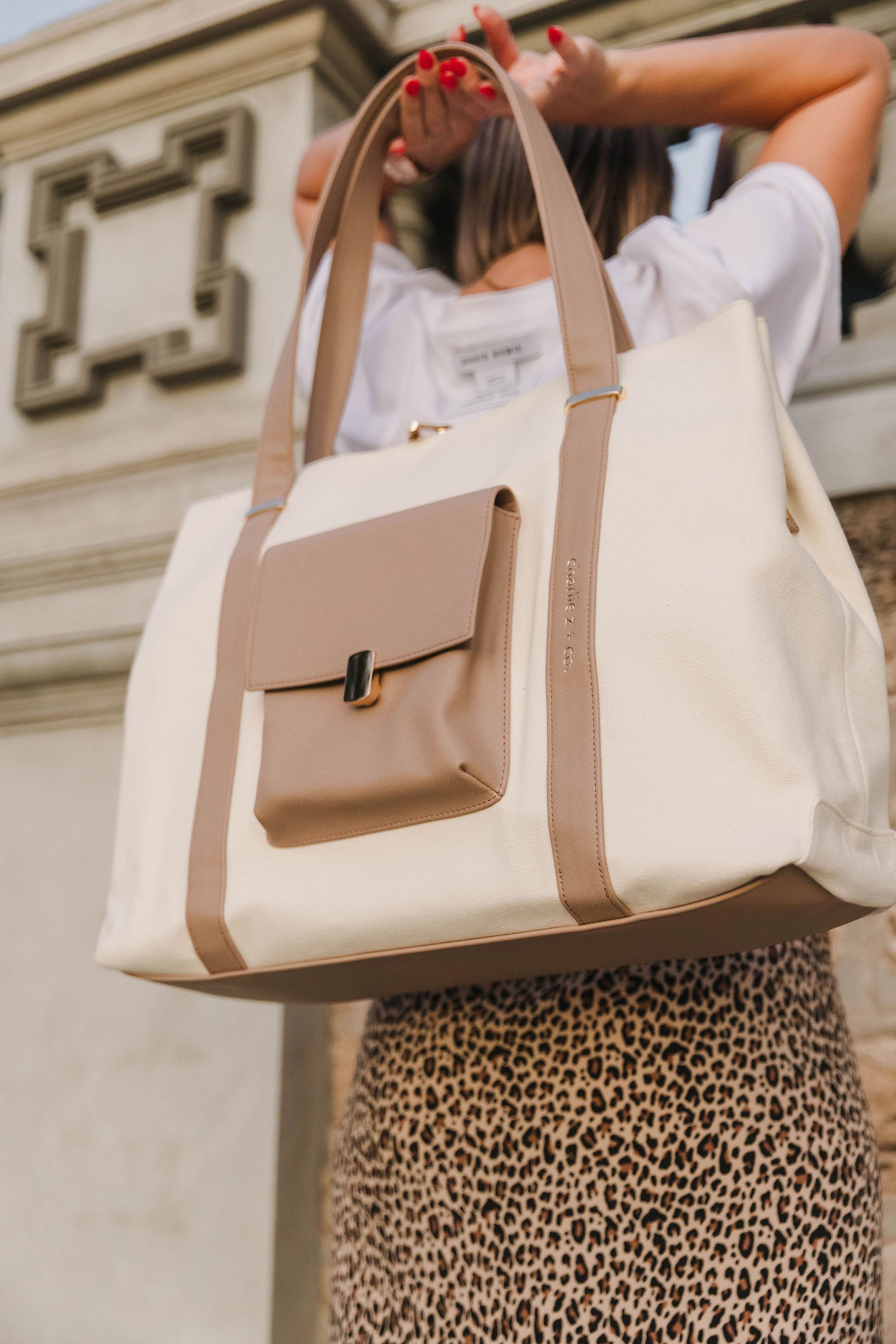 Gigi Laptop Tote Bag - Vanilla – charlie z + co