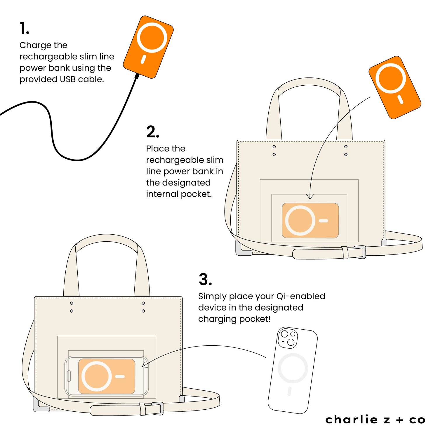 Tan Charlie Wireless Charging Bag